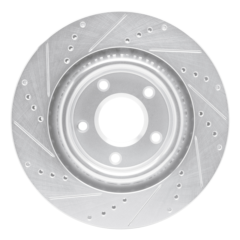 Cadillac XLR Brake Rotor (1) - Front Right - R1 Concepts - Drilled & Slotted - Silver - `05-`13